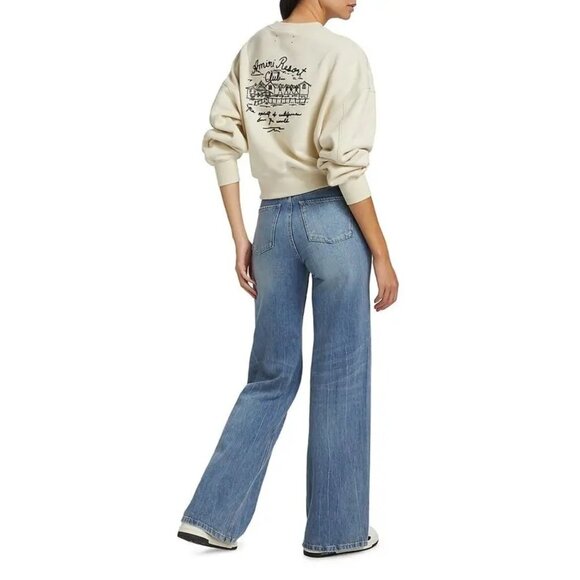 Amiri Spirit Crewneck Sweatshirt in Alabaster Small Womens Pullover - Picture 15 of 16